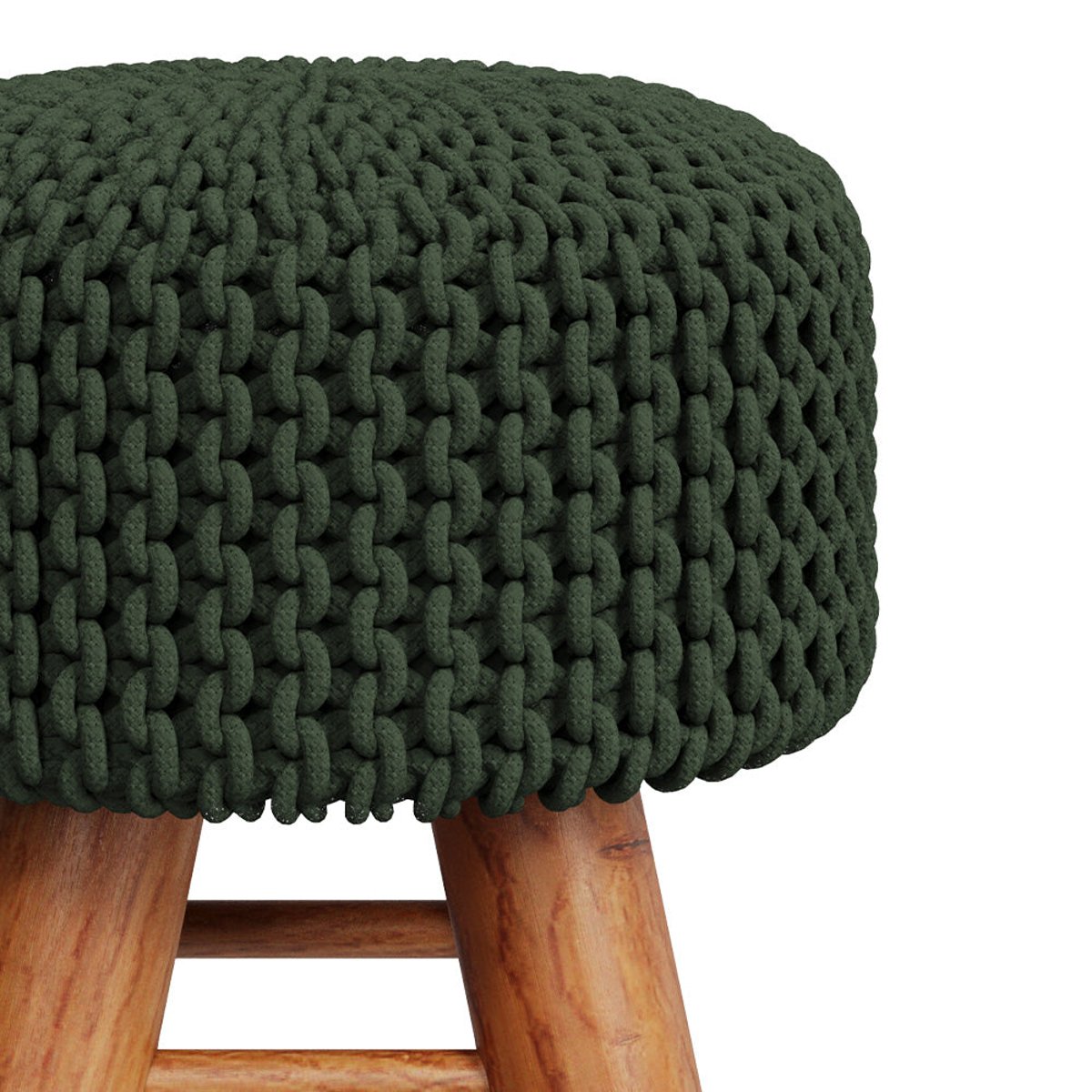 Petit tabouret tricot - LISA vert kaki, MAISON PAVANE