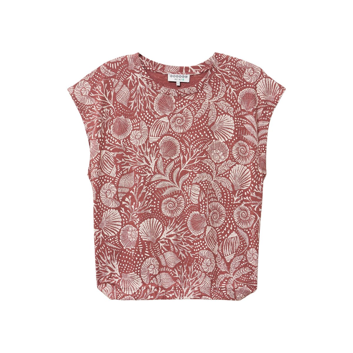 T-shirt sans manches col rond marron cognac, BONOBO