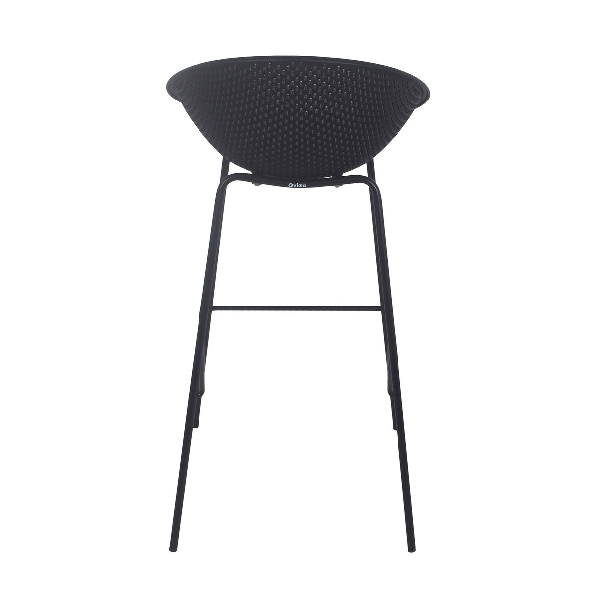 Lot de 4 chaises hautes de terrasse en plastique et acier, BUDA noir, OVIALA