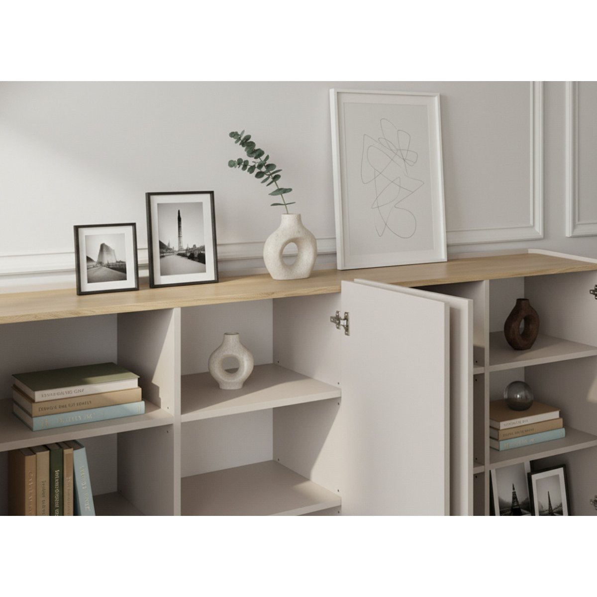 Buffet en 4 portes 200 cm, ANYA beige, BOBOCHIC