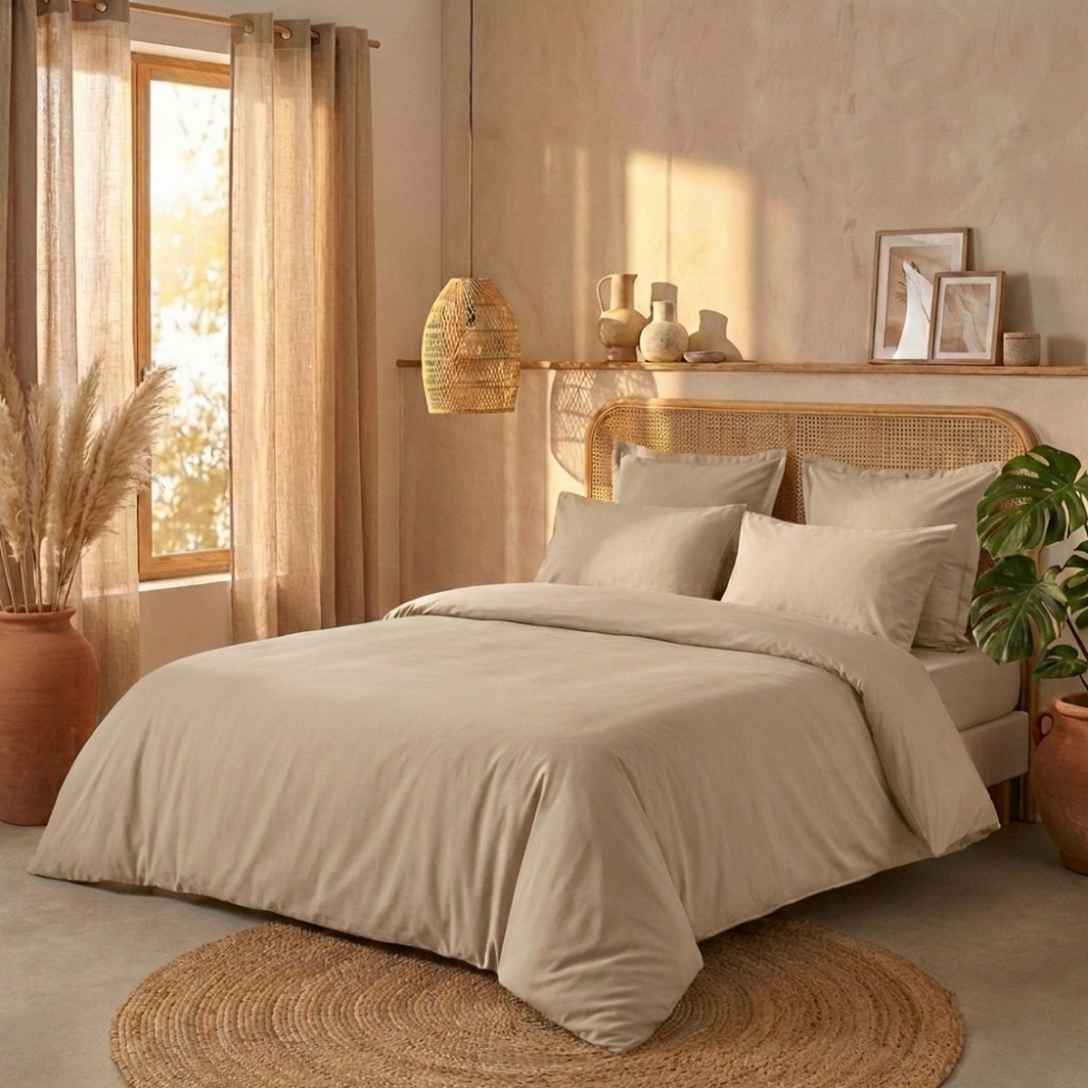 Parure de lit - Housse de couette en Percale de Coton lin, EDEN
