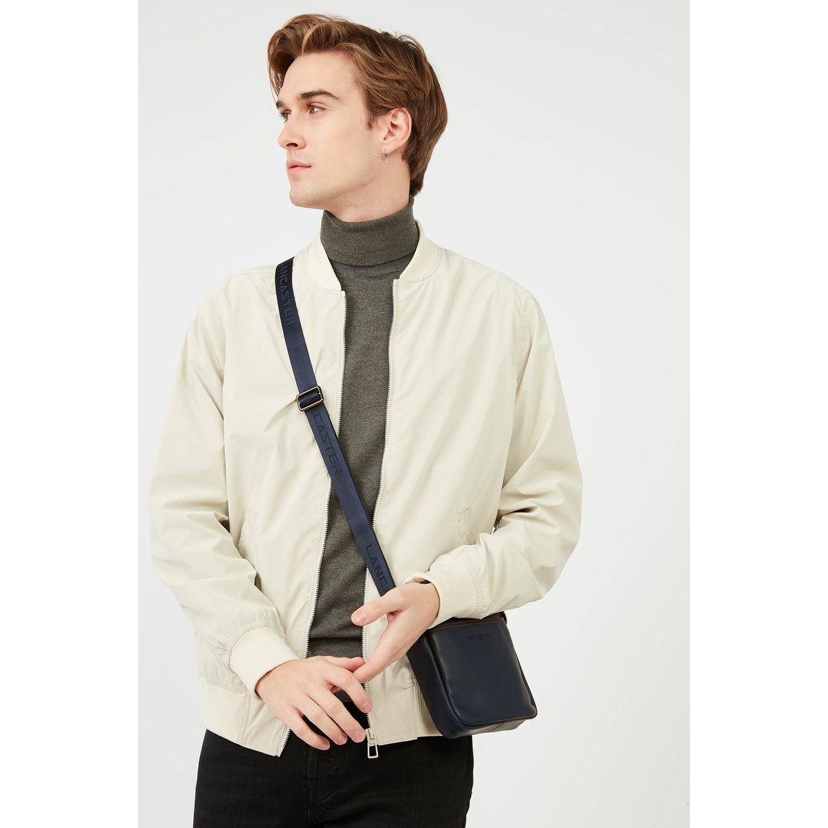Mini sacoche SOFT VINTAGE HOMME bleu - fonce - camel, LANCASTER