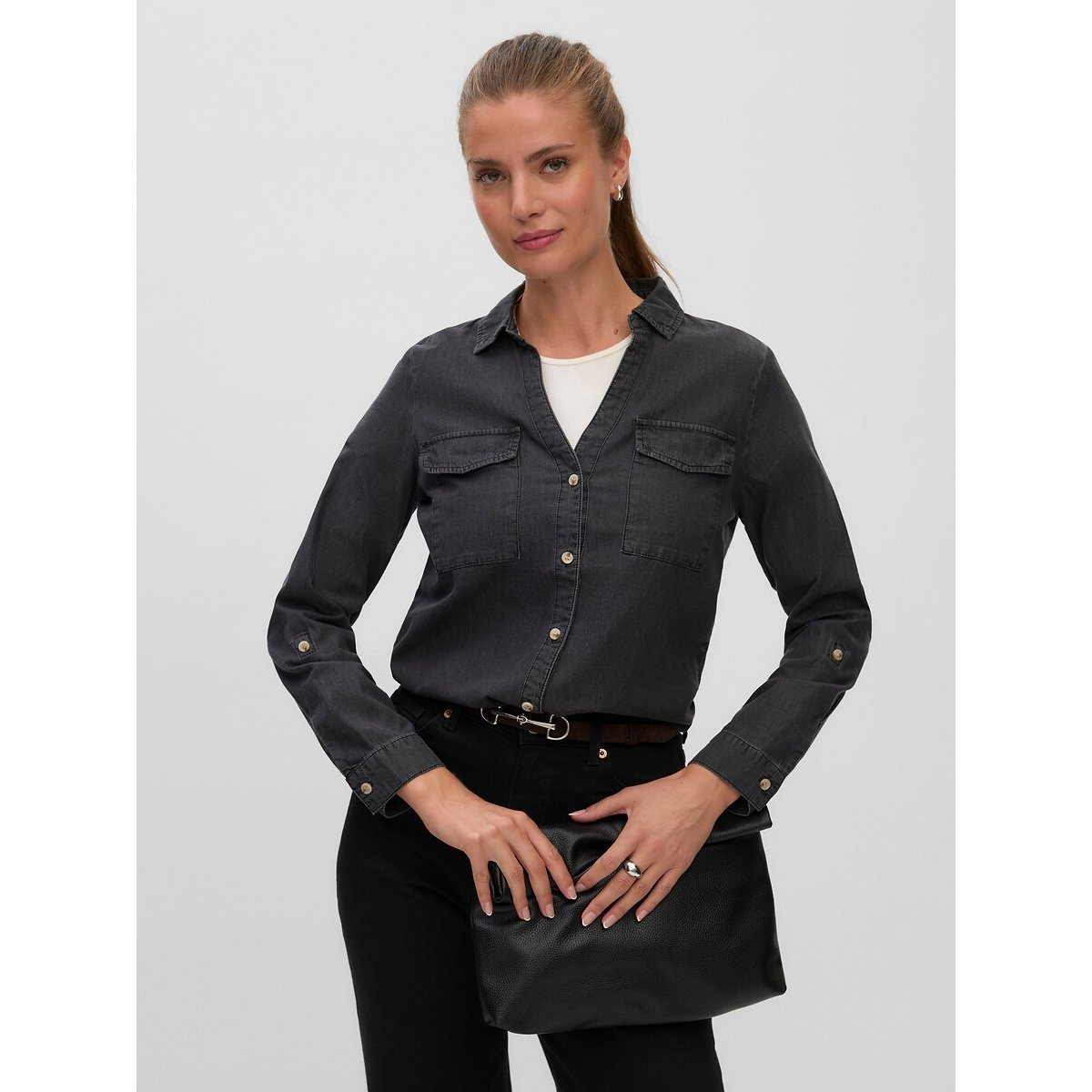 Chemise en denim noir, VERO MODA