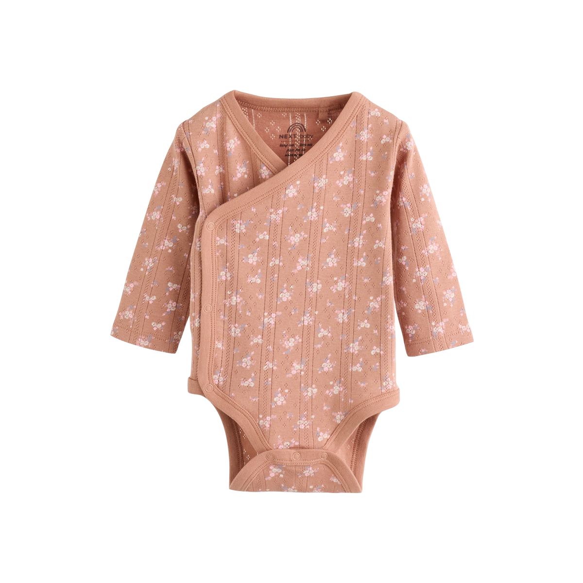 Body cache-cœur bébé, lot de 5 marron à imprimé petites fleurs, NEXT