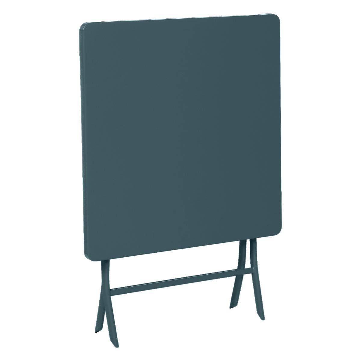 Table de jardin pliante carrée 2 places en acier GREENSBORO bleu canard, HESPERIDE