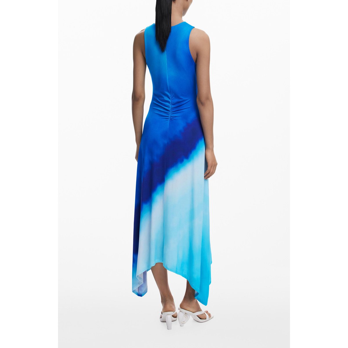 Robe froncée tie-dye bleu, DESIGUAL
