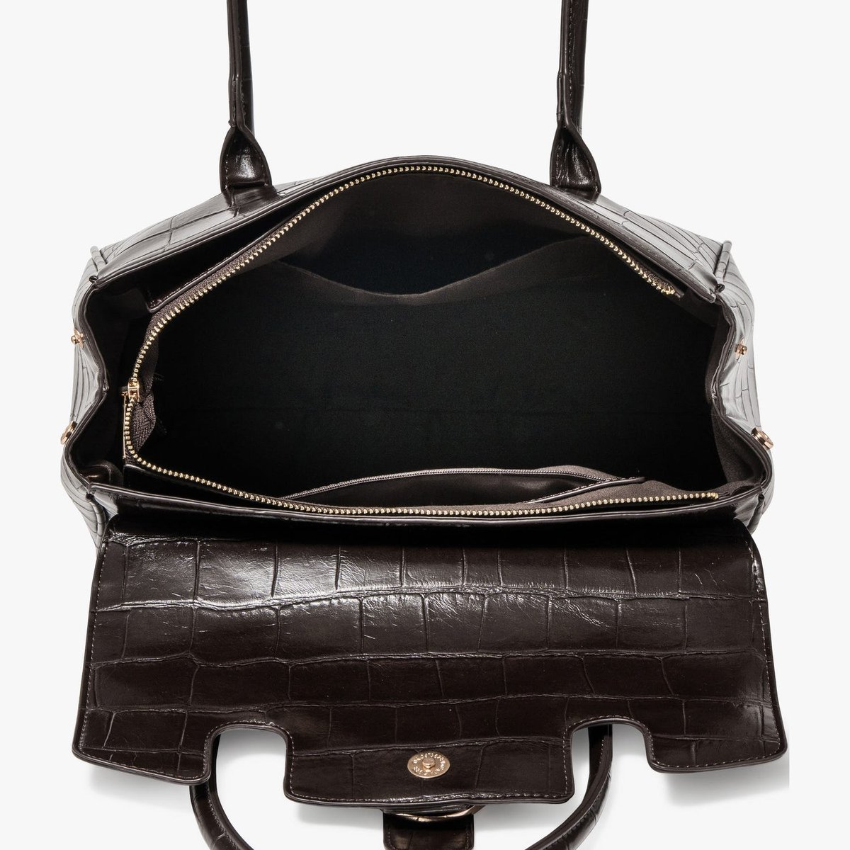 Sac À Main MADELEINE grand sac à main boucle serpent marron fonce, BOCAGE