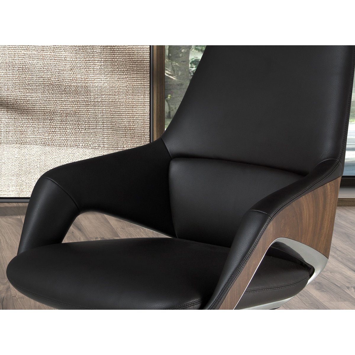 Fauteuil de bureau pivotant en similicuir acier noir, ANGEL CERDA