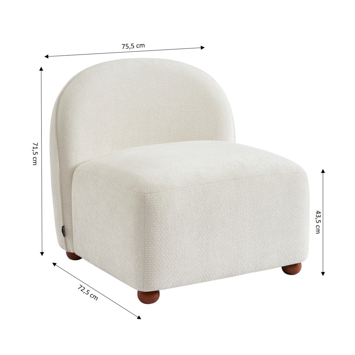 Fauteuil en tissu et bois JUDY ecru, SORELH