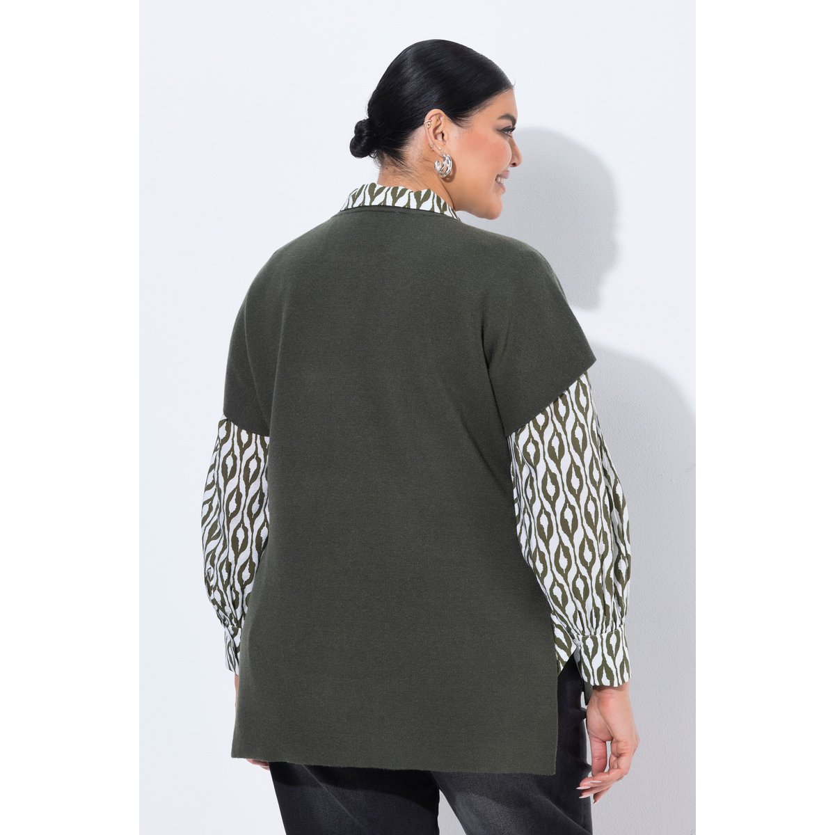 Pull sans manches, coupe oversize kaki foncé, ULLA POPKEN