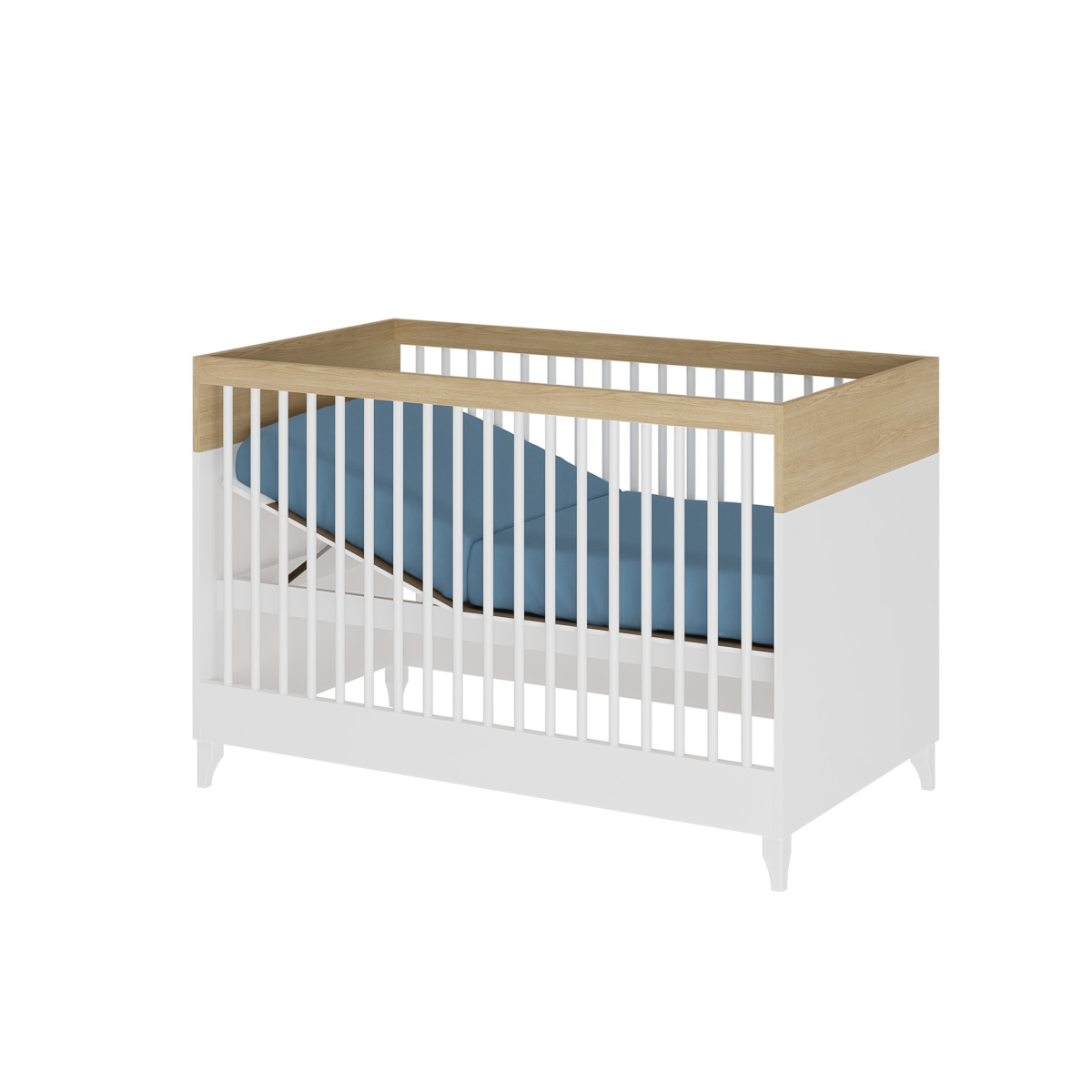 Lit bébé DIXIE blanc et bois, AKITEN RETAIL
