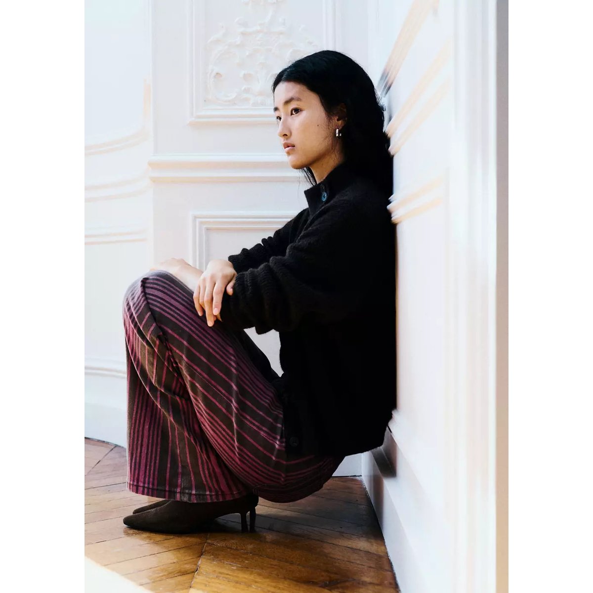 Jean straight-fit à rayures marron, MANGO TEEN