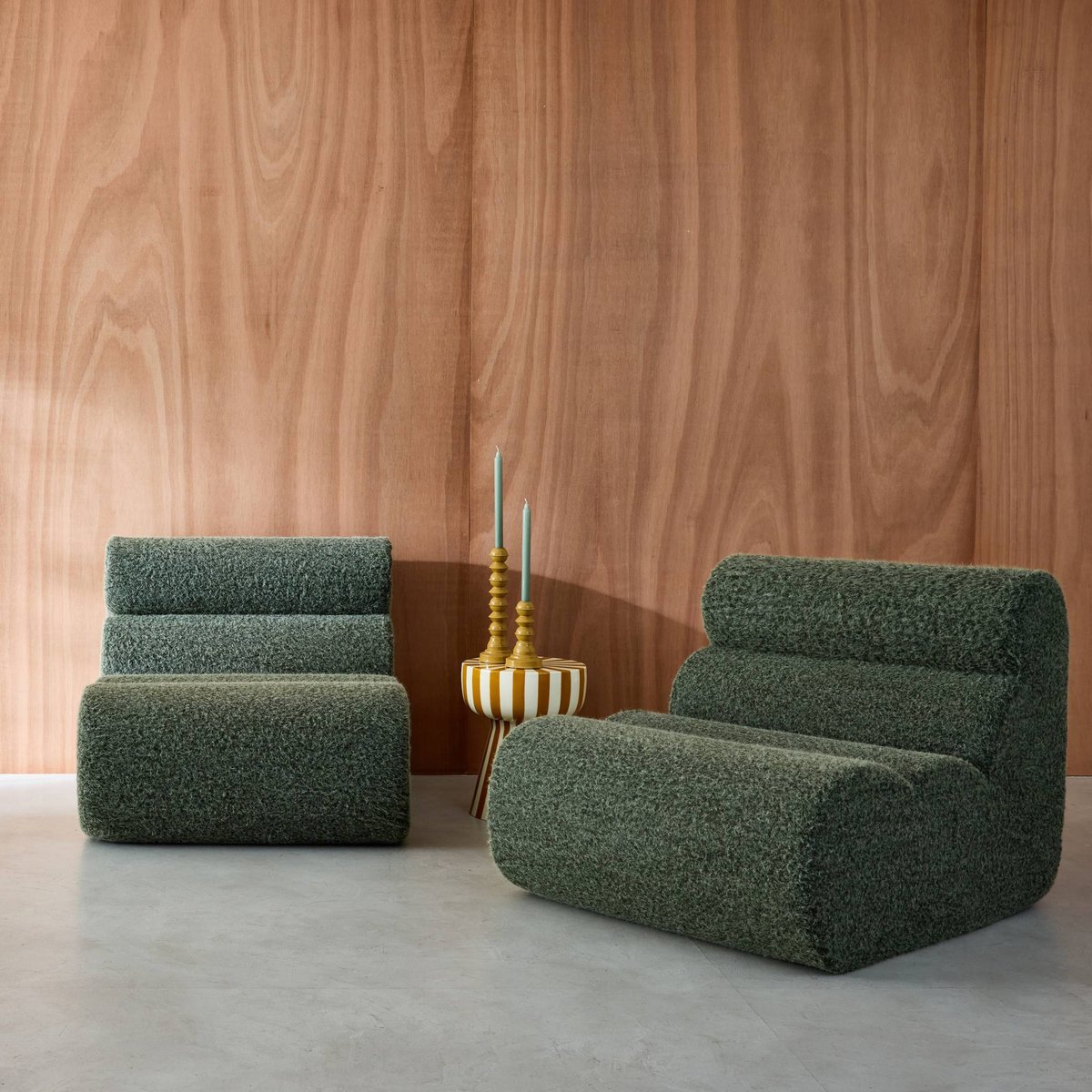 Chauffeuse compressée tissu effet alpaca 1 place (lot de 2) NOVA kaki, SWEEEK