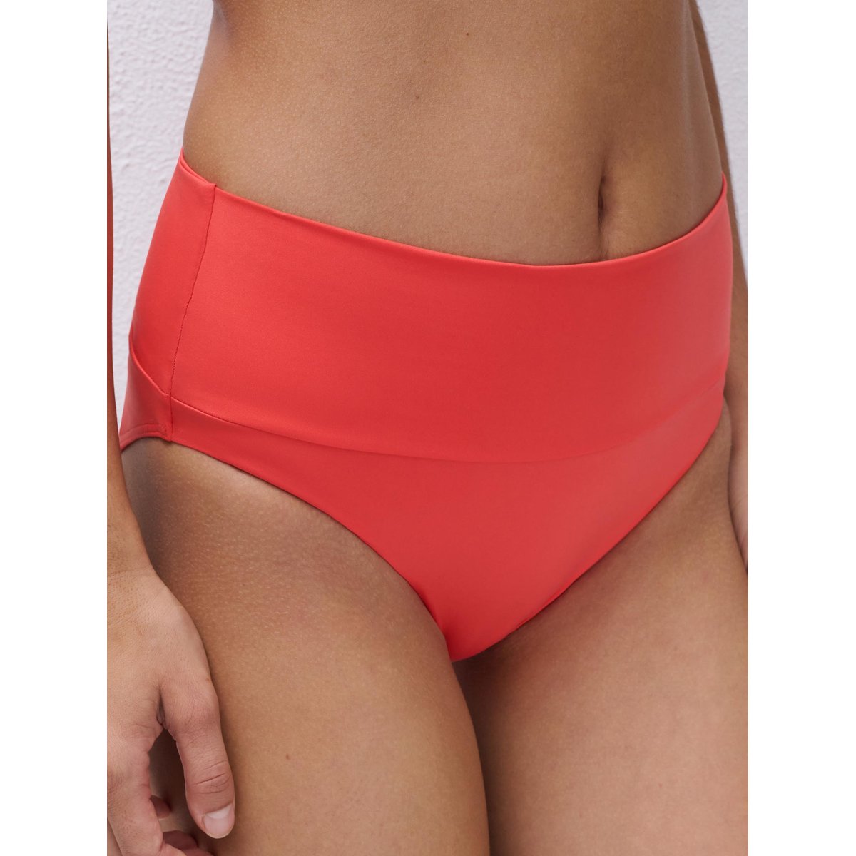 Bas de maillot de bain ajustable culotte taille haute ICON corail vif, CHANTELLE