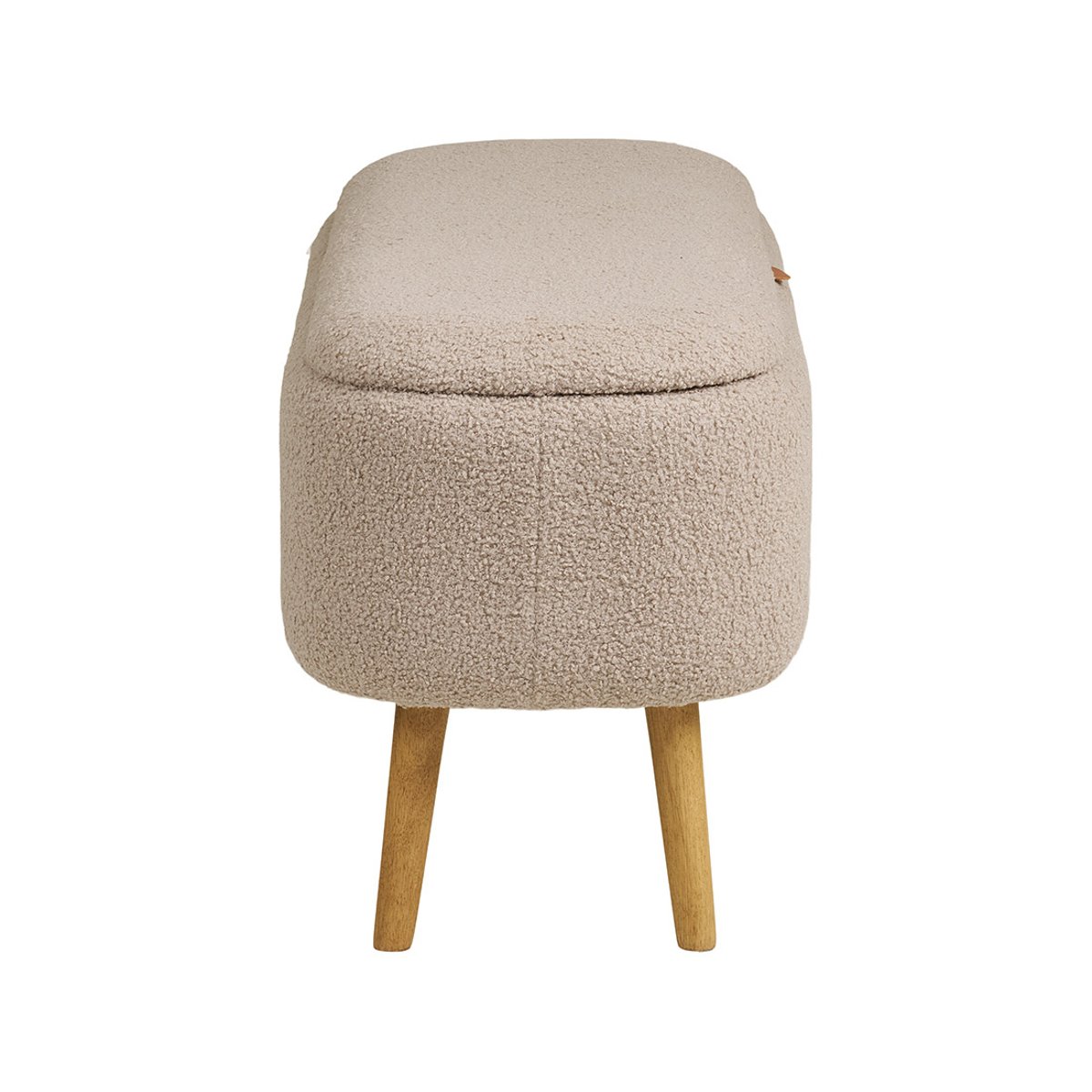 Pouf avec rangements en tissu bouclette, KAREN beige, BEST MOBILIER