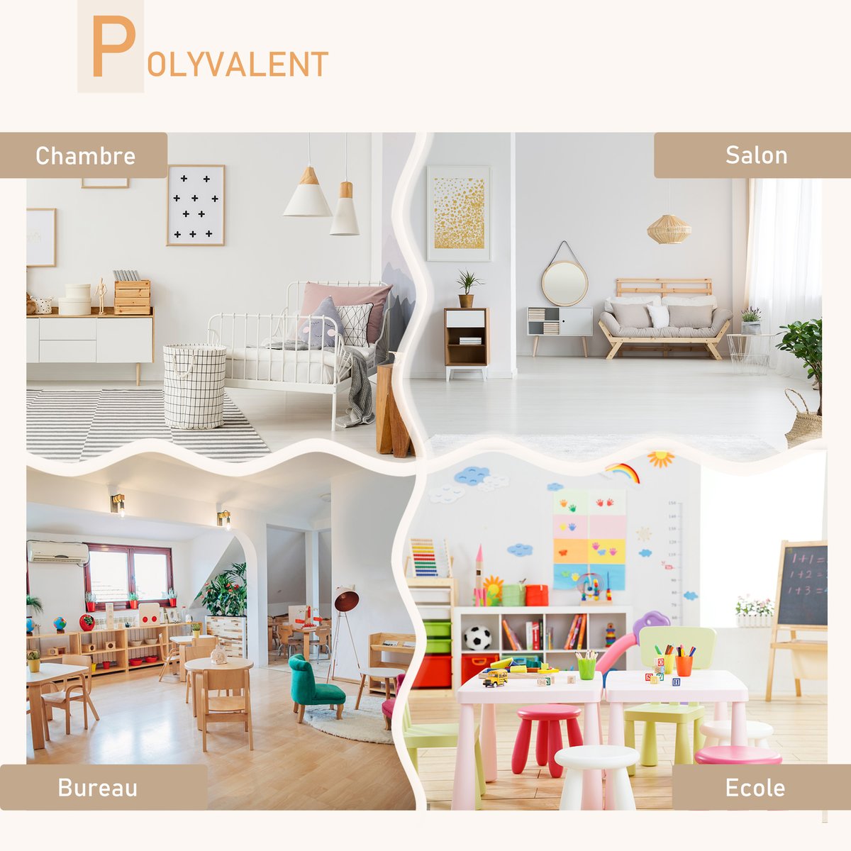 Ensemble table et chaises pour enfants MDF blanc, HOMCOM