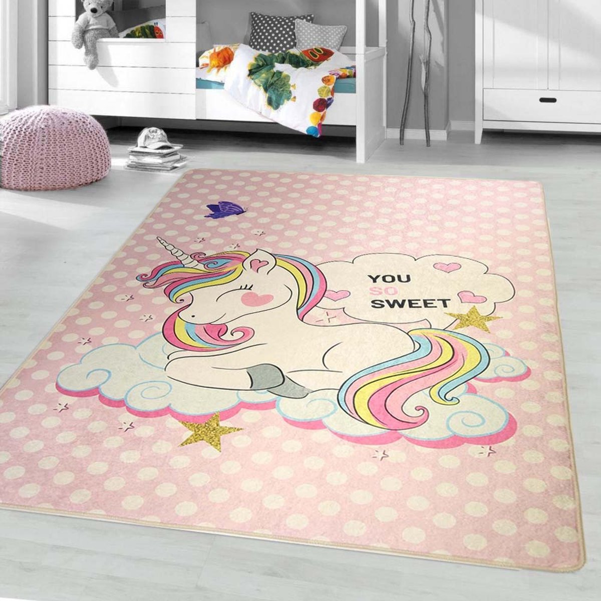 Tapis chambre enfant Licorne Sweet rose, EDEN