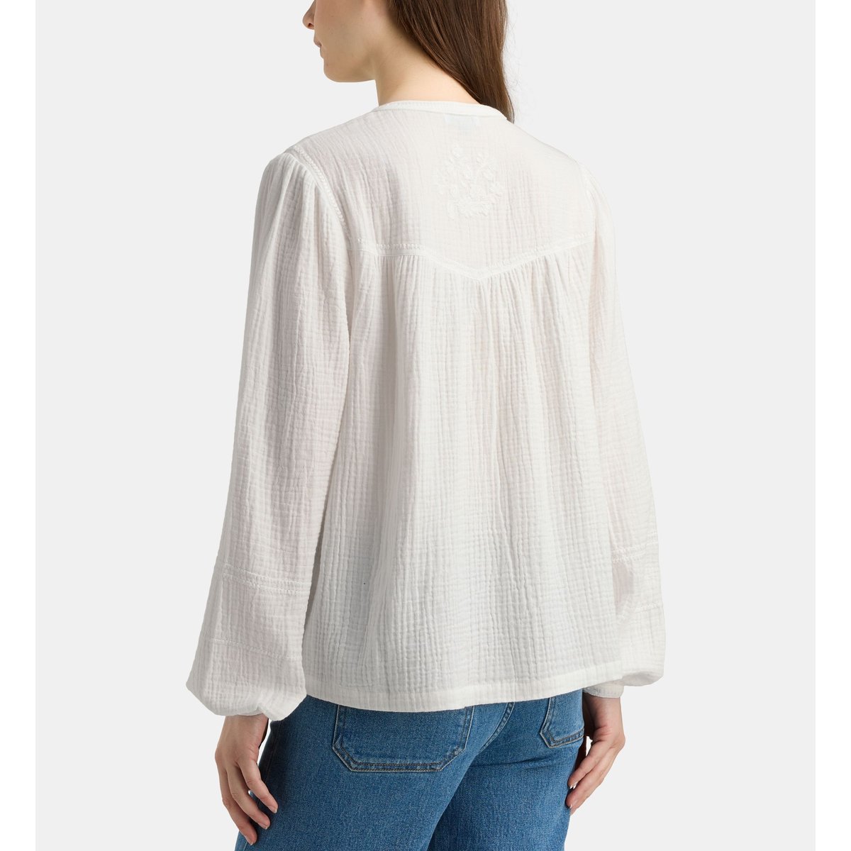 Top droit dina emb broderies coton bio blanc, GALERIES LAFAYETTE