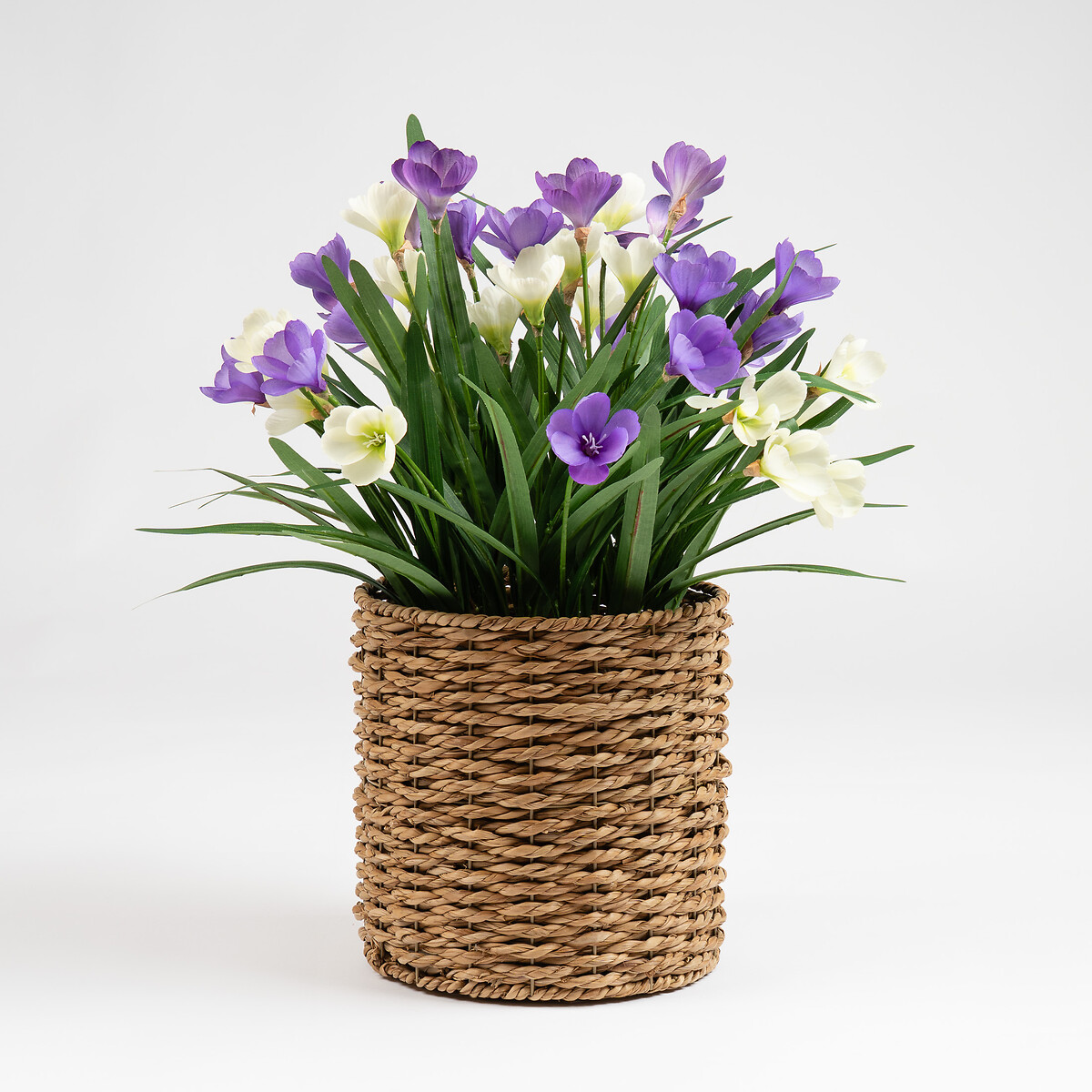 58cm Artificial Crocus in Seagrass Basket purple, SO'HOME