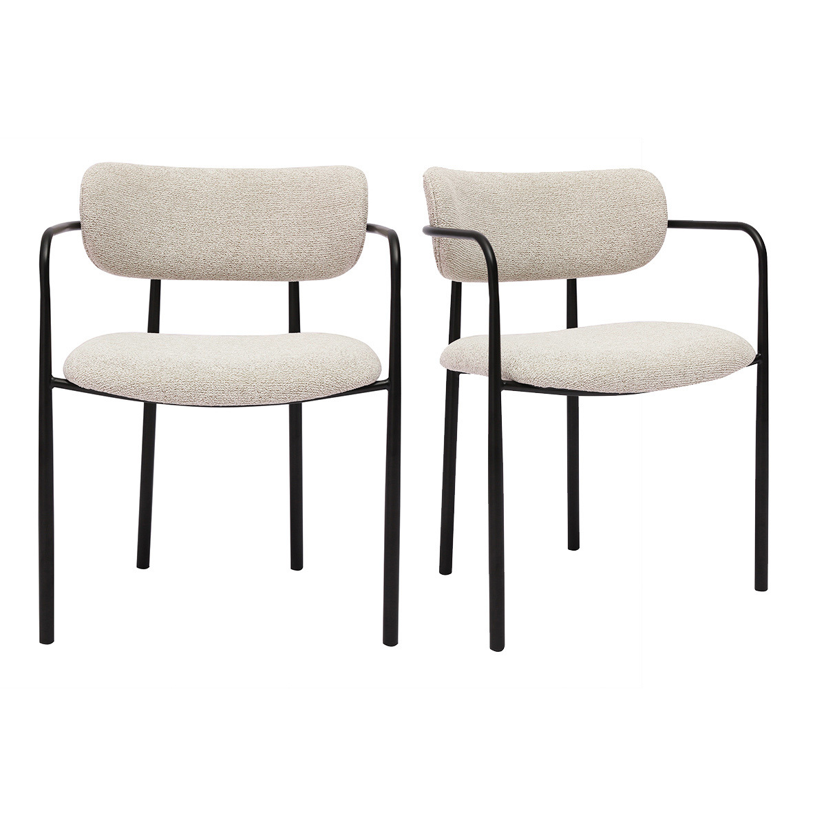 Chaises en tissu effet velours texturé terre brûlée et métal noir (lot de 2) SWIFT beige, MILIBOO