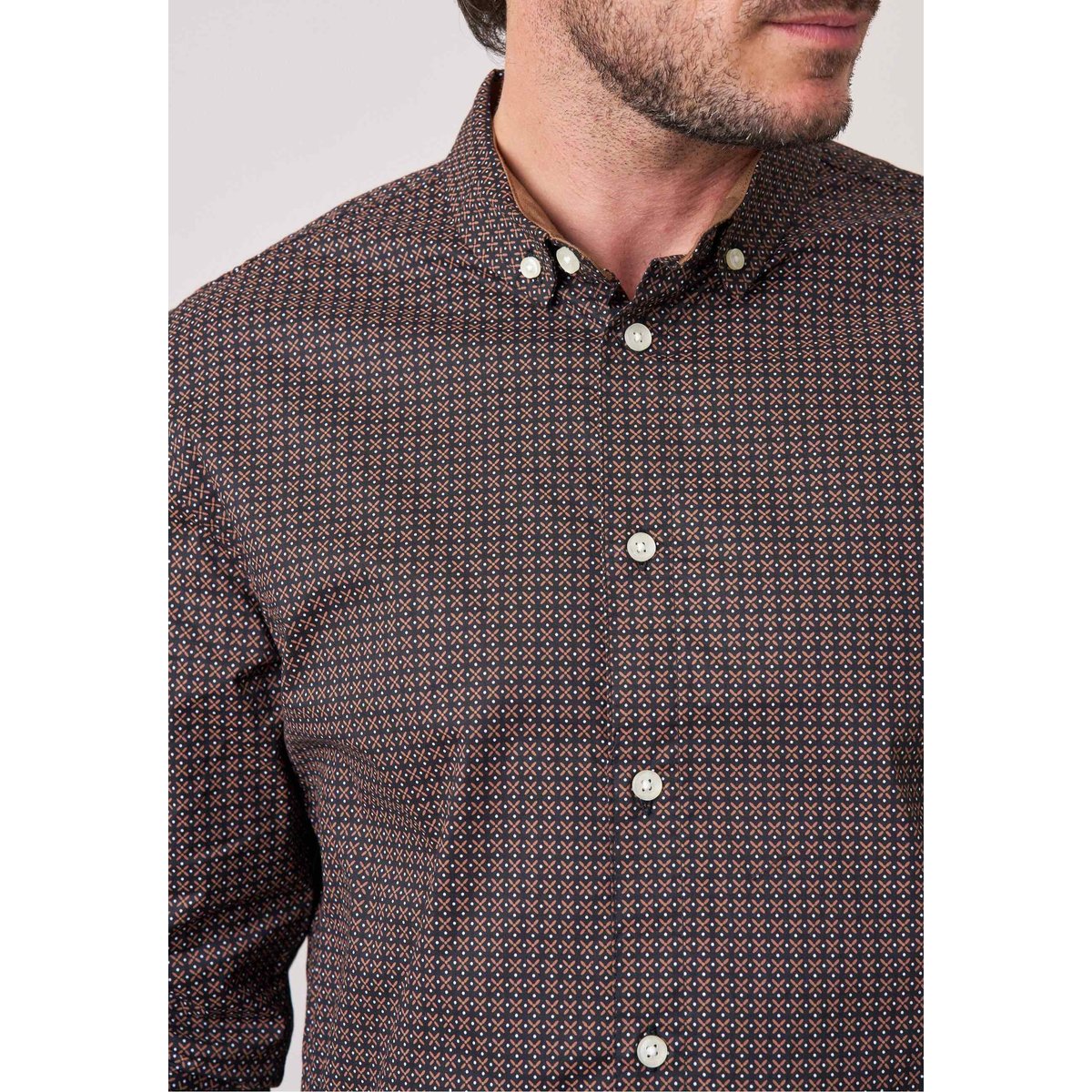 Chemise regular homme motif géométrique BOGART black, DEELUXE