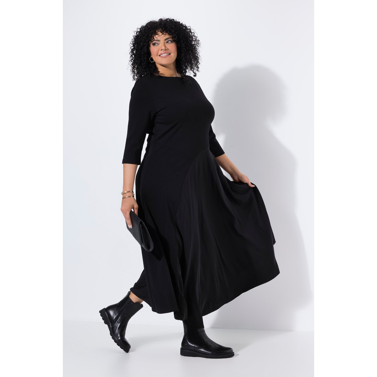 Robe maxi point de Rome noir, ULLA POPKEN