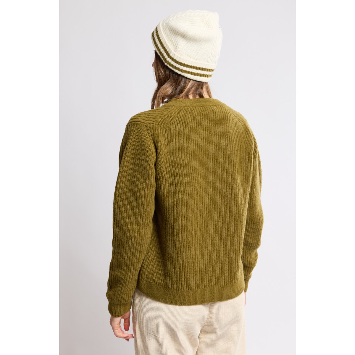 Gilet boutonné Héritage - laine green moss, ARMOR-LUX