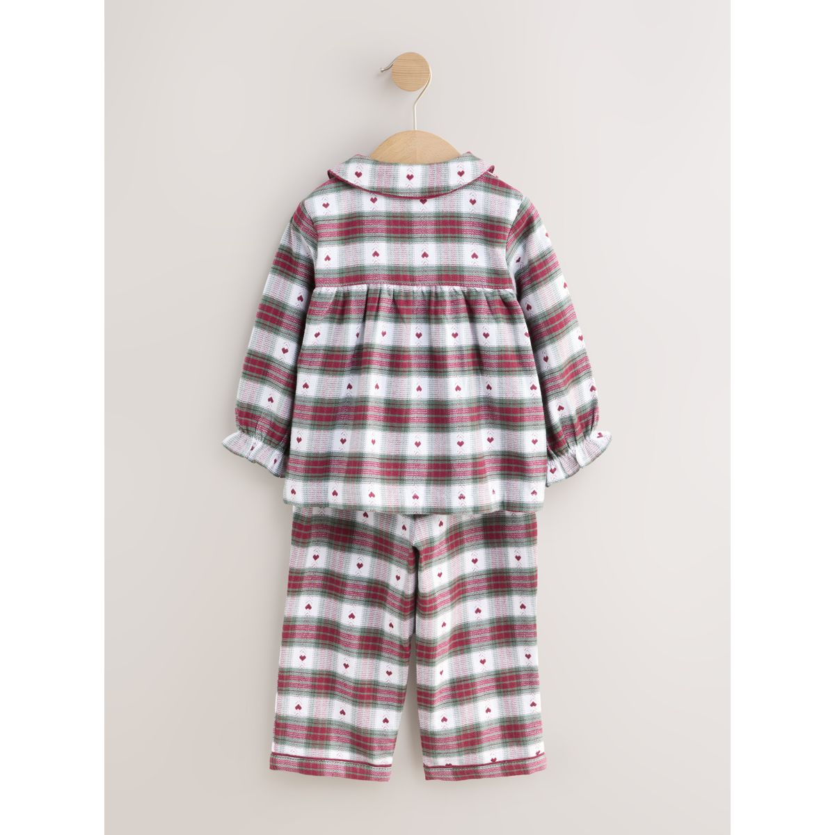 Pyjama boutonné tissé imprimé cœur rouge/vert, NEXT