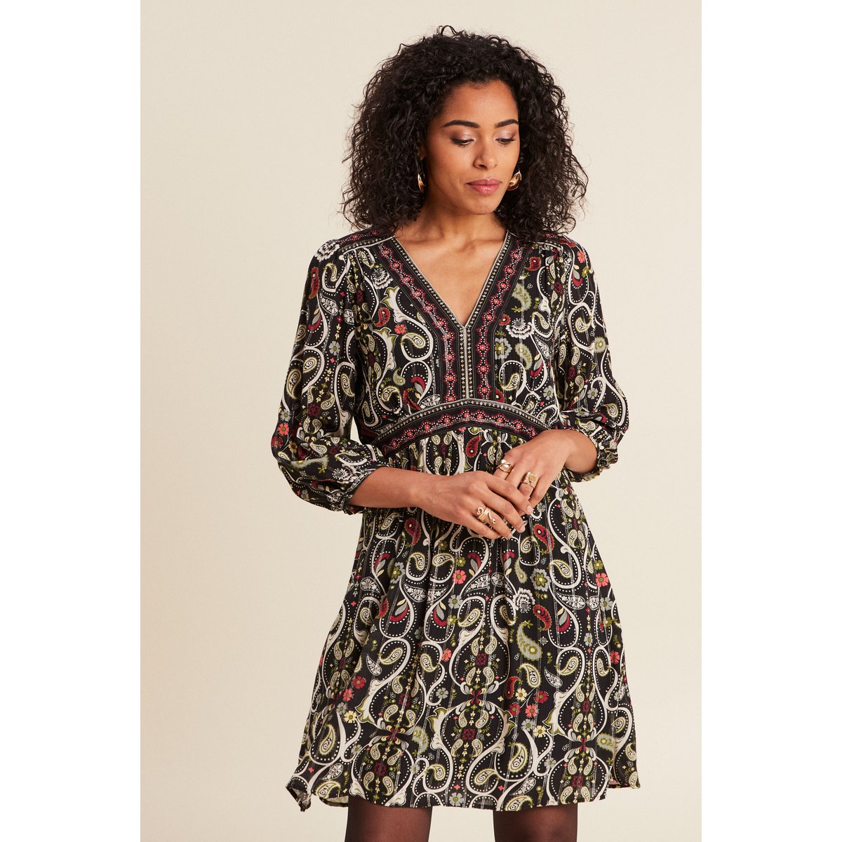 Robe évasée fluide noir, BREAL