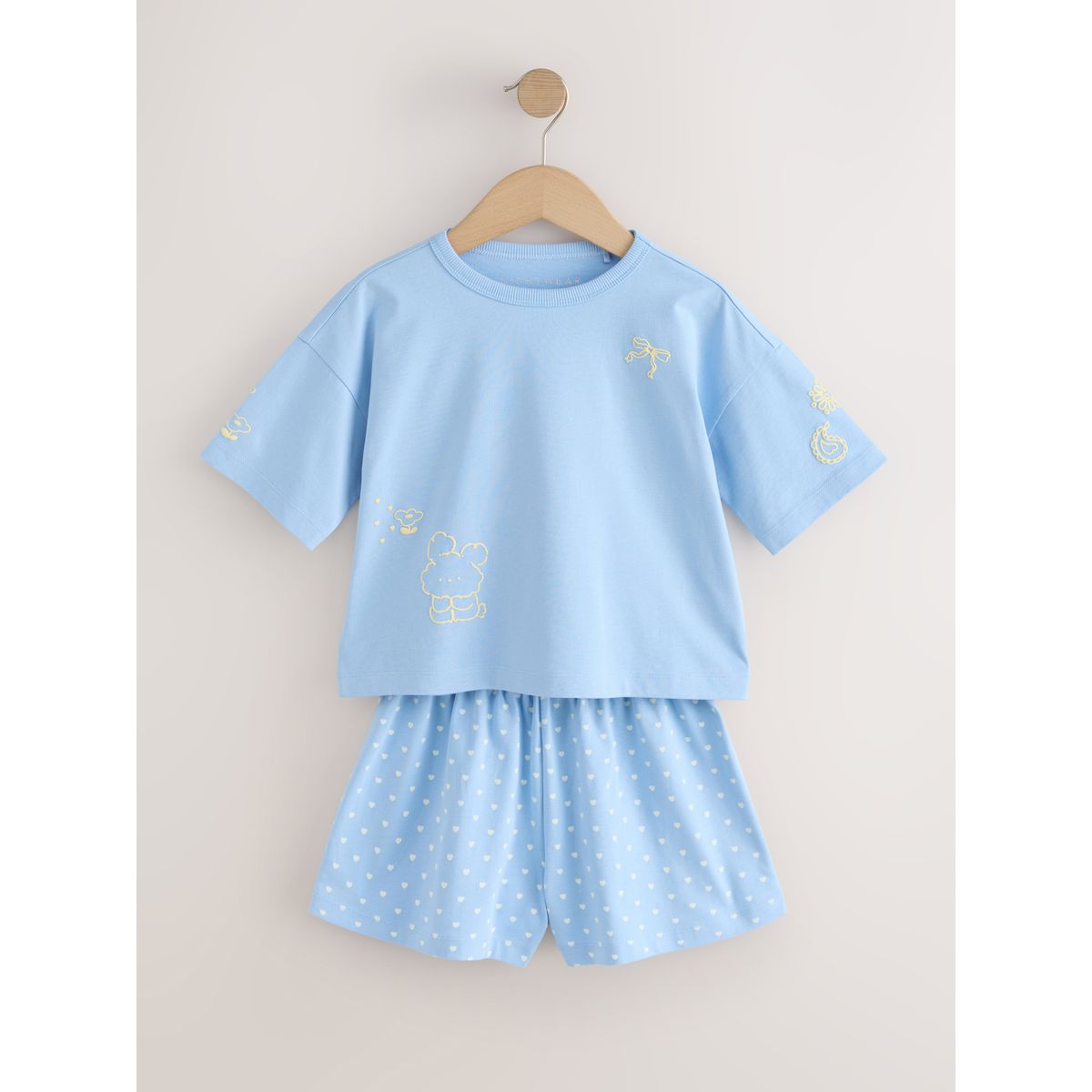 Pyjama short rayé, lot de 2 bleu/marron, NEXT