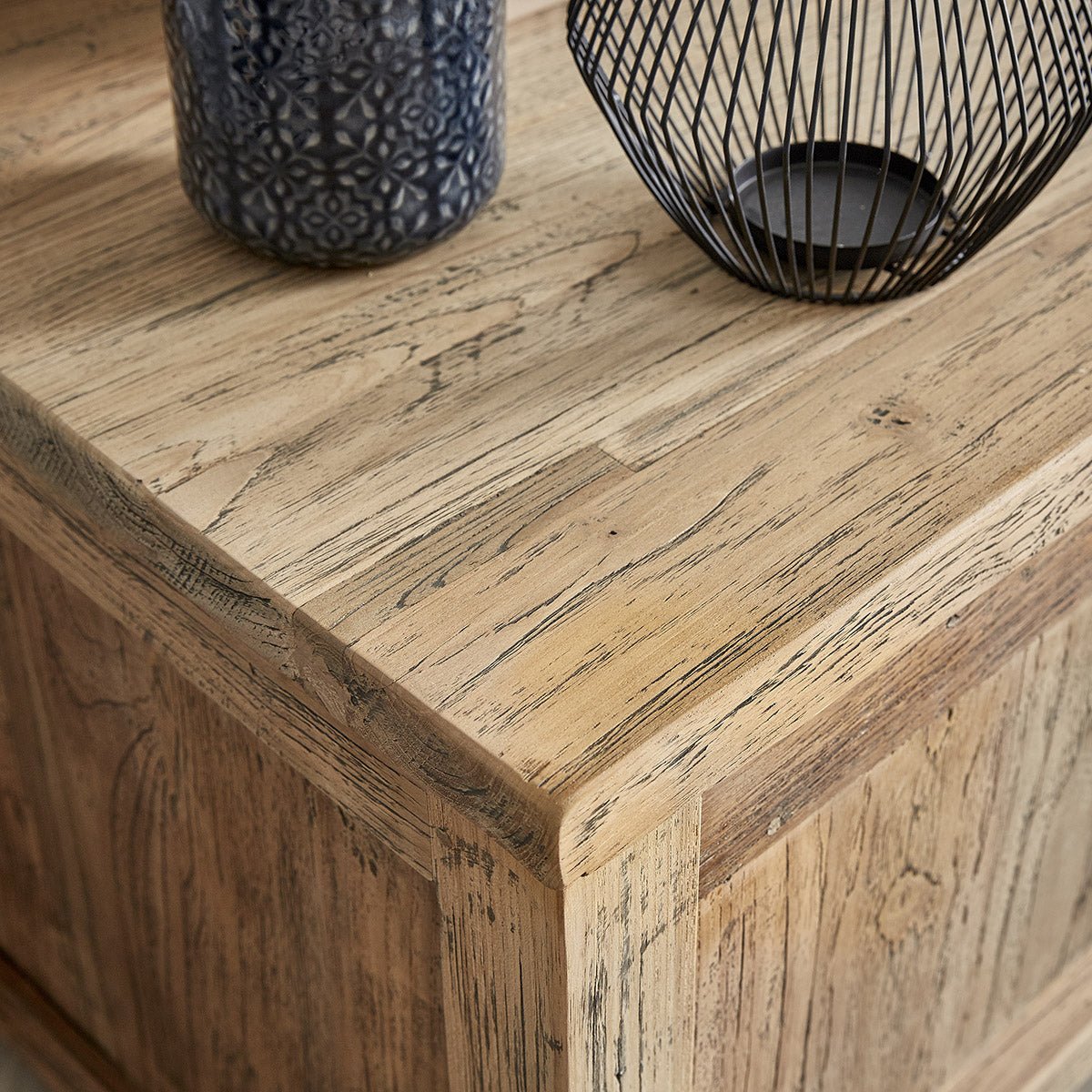 Meuble TV en bois de teck recyclé 160 cm CARGO naturel, BERAH GETAH