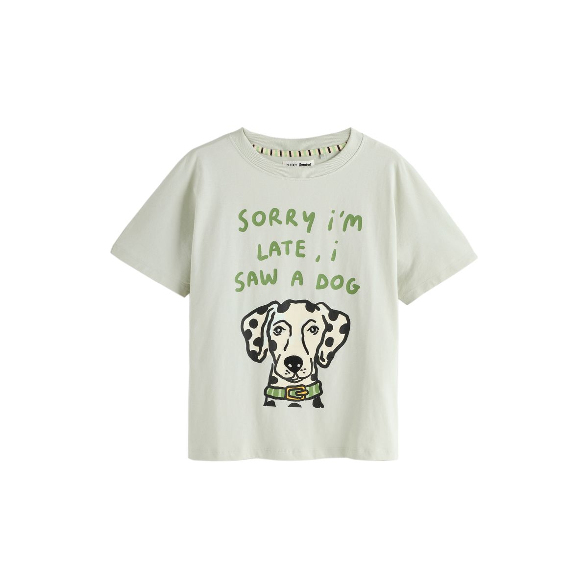 Pyjama short rayé seminal x lauren emmet chiens à slogan vert sauge, NEXT