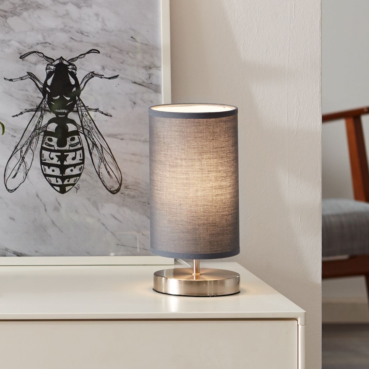 Lampe CLARIE gris acier, BRILLIANT