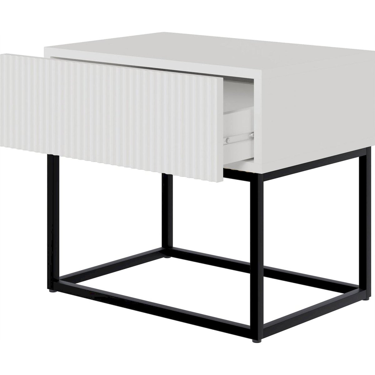 Table de chevet façade rainurée VELDIO beige doré, RECOLLECTION