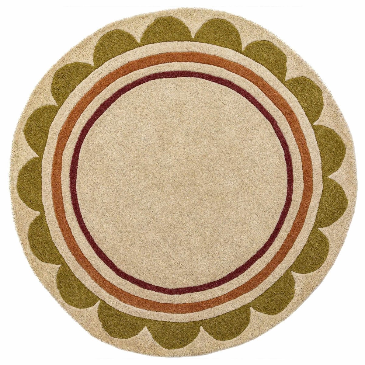 Tapis en laine rond à bordure festonné LOIS SCALLOP multicolore, FLAIR RUGS