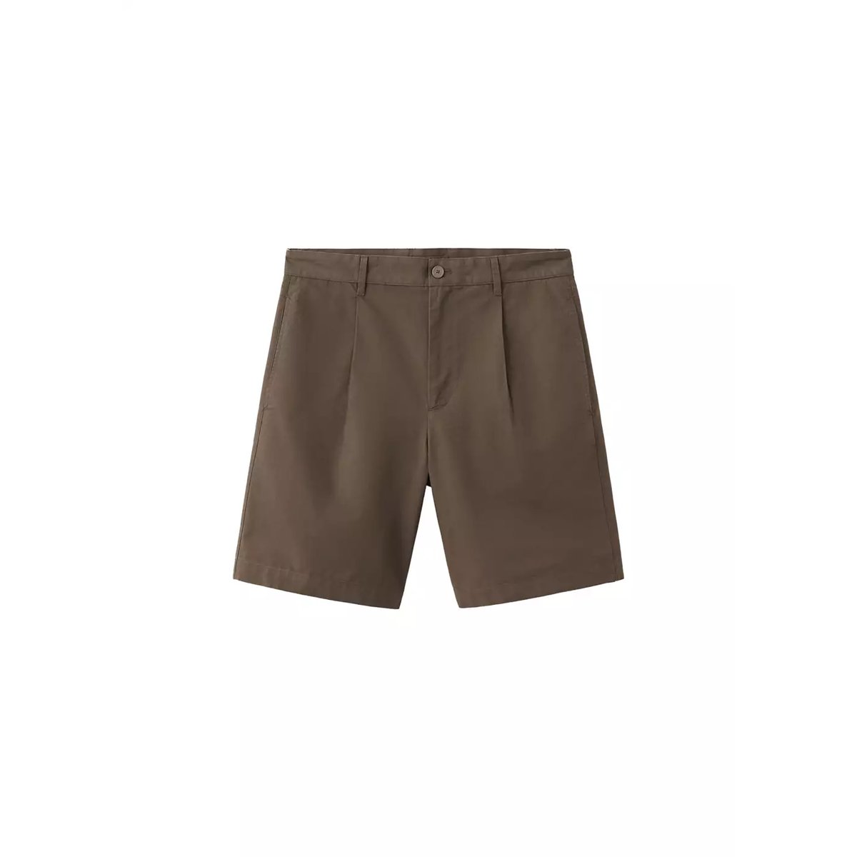 Bermuda en mélange de coton et lyocell à pinces marron, MANGO MAN