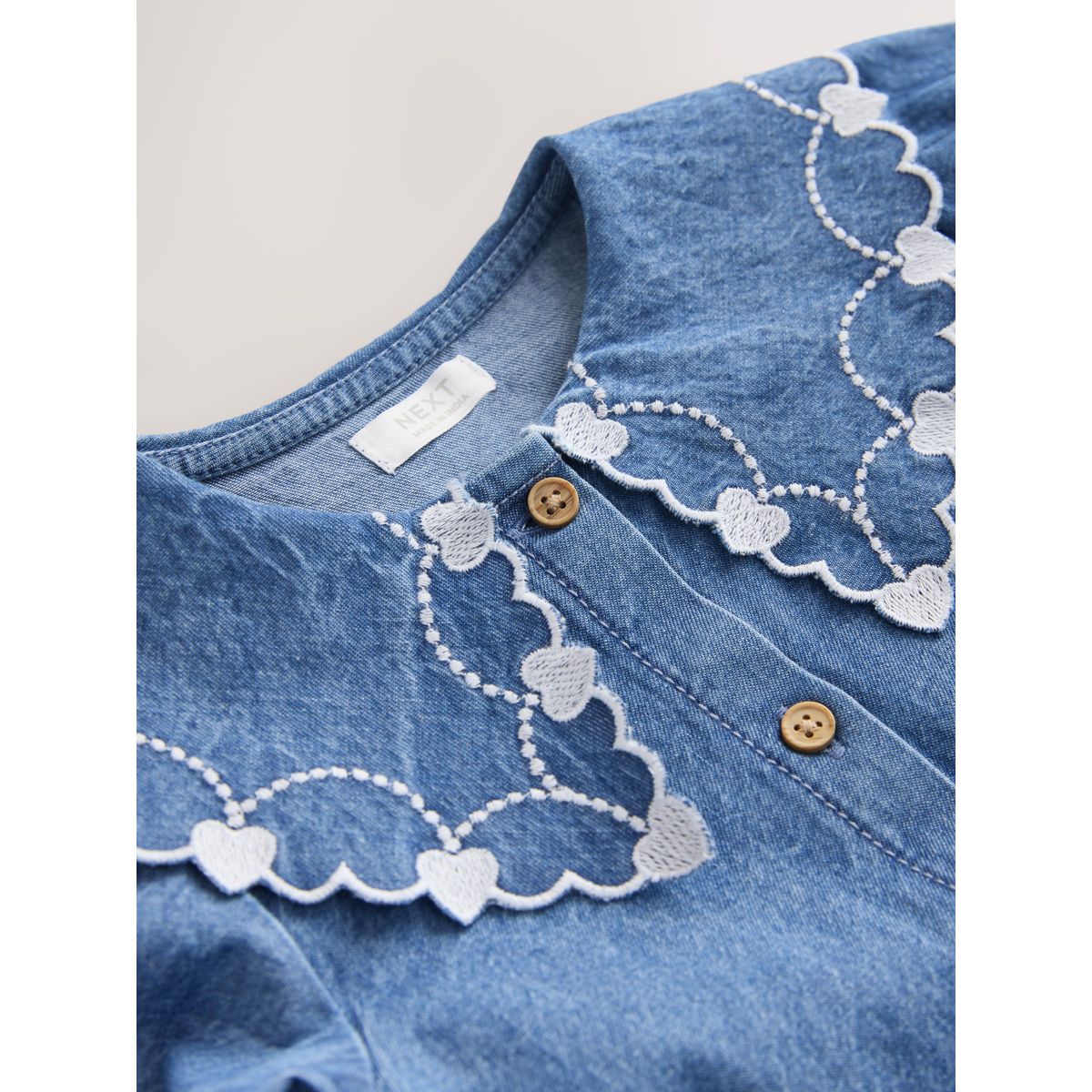 Robe à manches longues et col brodé jena bleu, NEXT