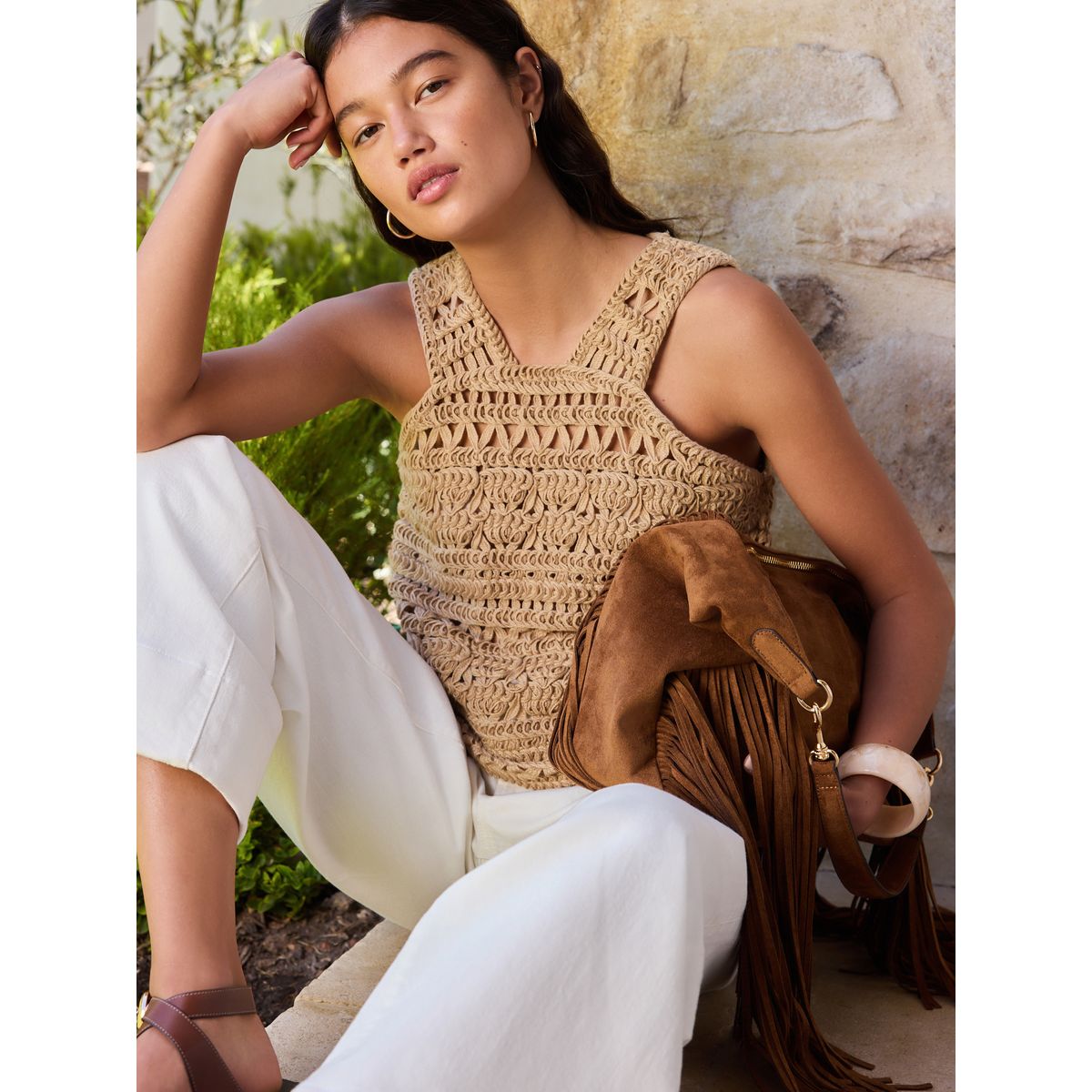 Débardeur à dos nu en crochet naturel, NEXT