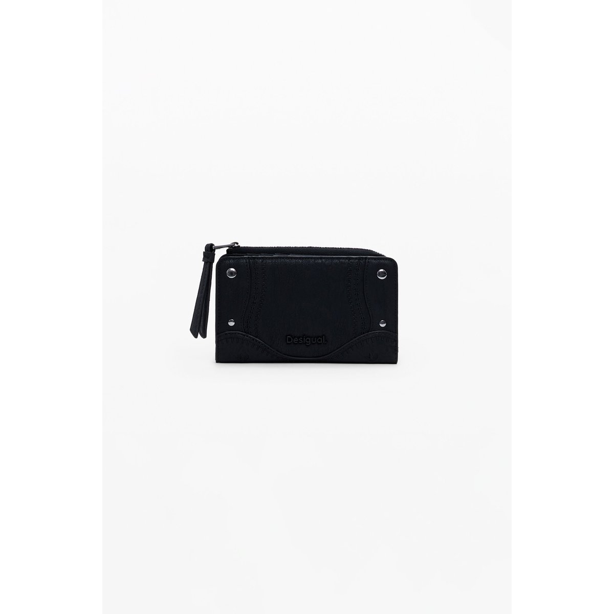 Porte-monnaie brodé à clous moyen noir, DESIGUAL