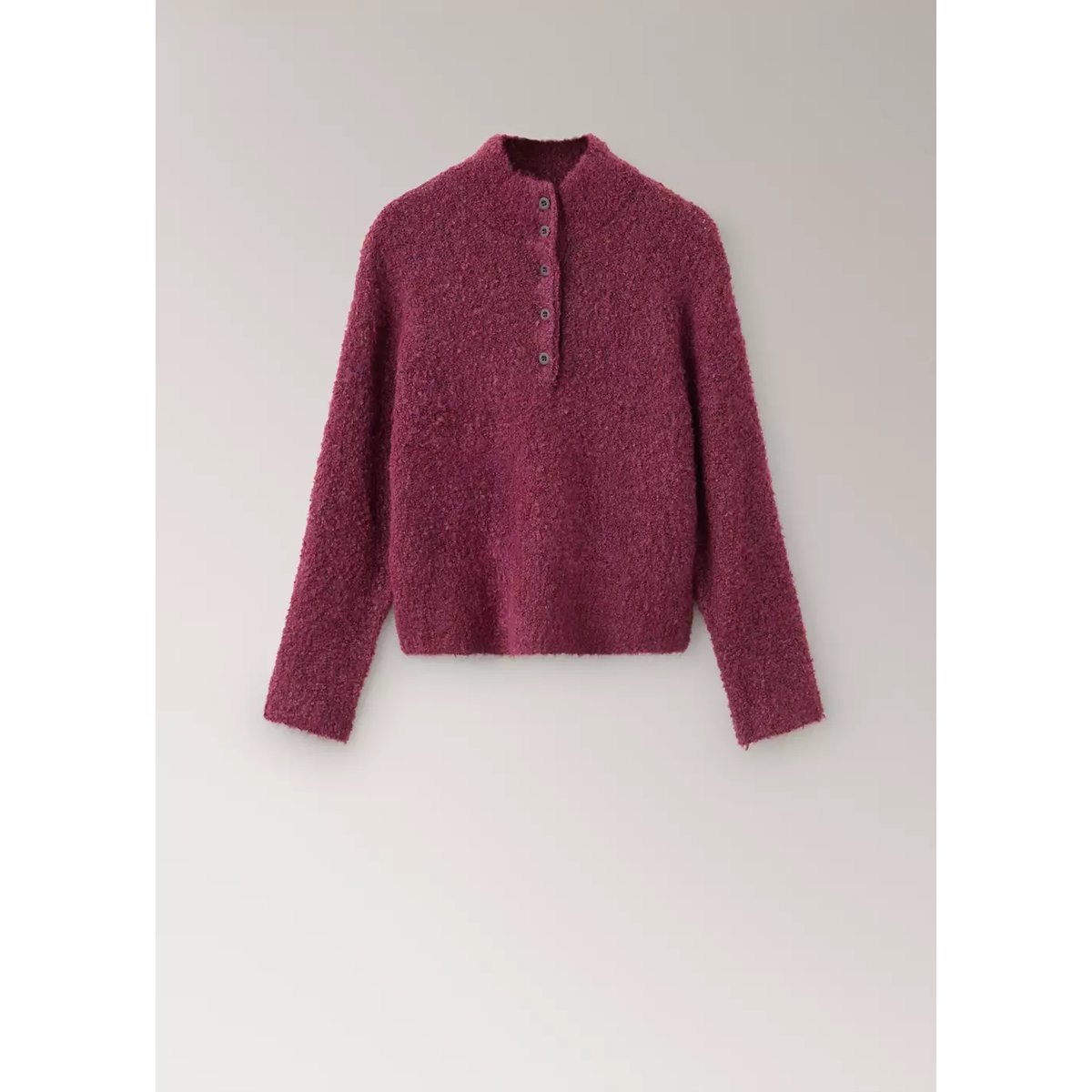 Pull-over tissu bouclé laine bordeaux, MANGO