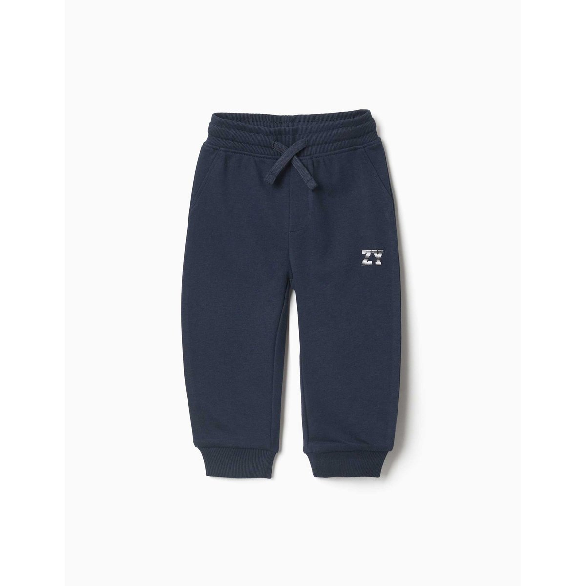 Pantalon de jogging en molleton avec cordon de serrage et imprimé bleu foncé, ZIPPY