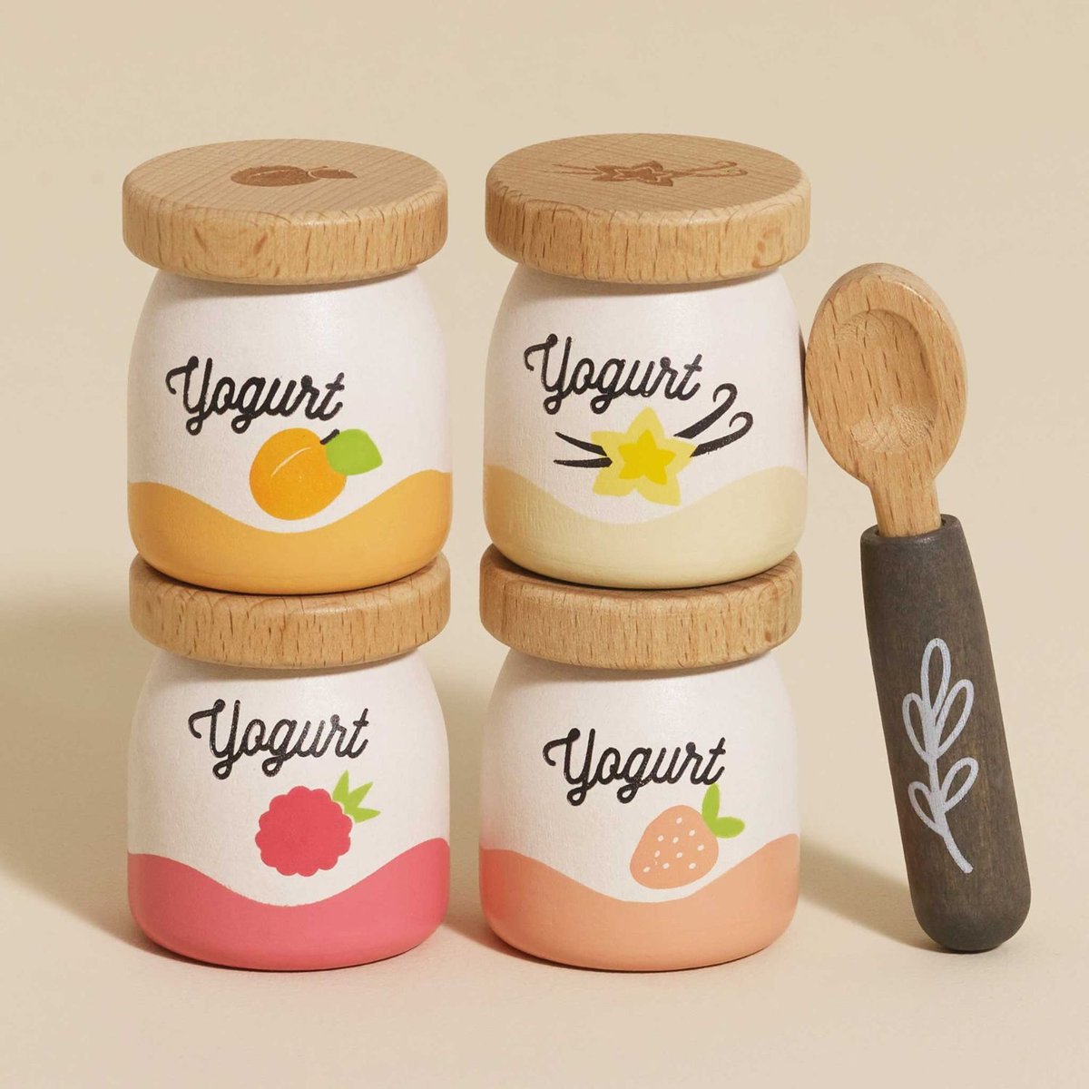 Pack de 4 yaourts blanc, orange, jaune, LE TOY VAN