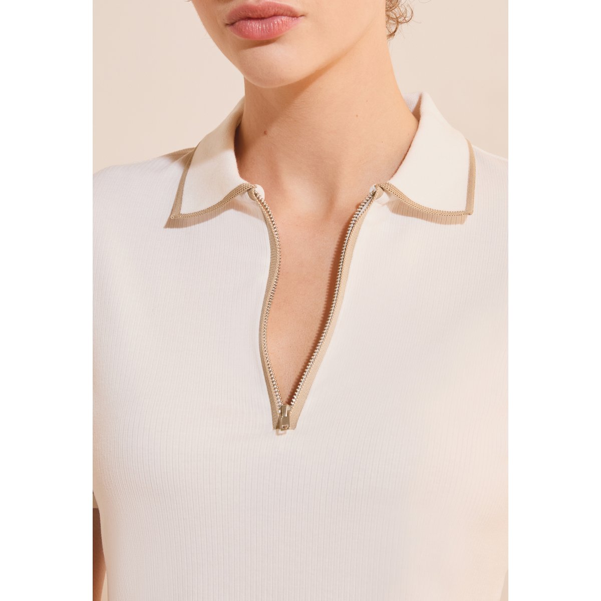 T-shirt col polo ADA blanc, ETAM