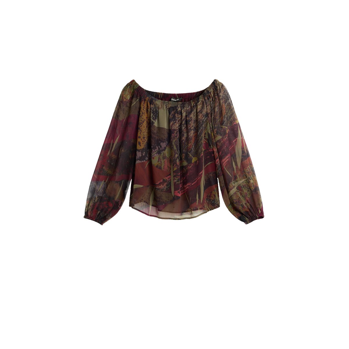 Blouse imprimée à manches longues vert, DESIGUAL
