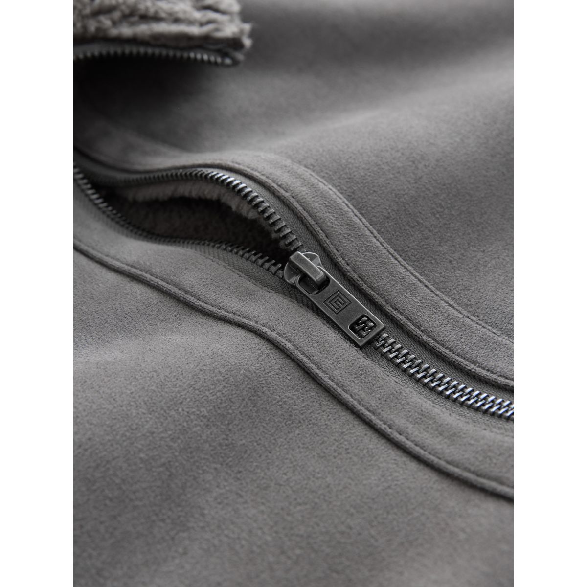 Veste en suédine à doublure peau de mouton gris anthracite, NEXT