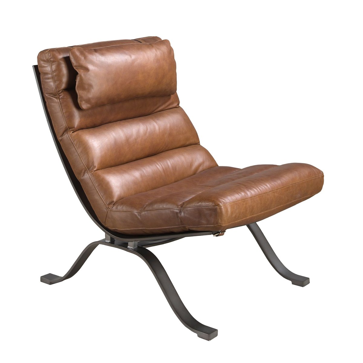 Fauteuil en cuir marron foncé | acier noir, ANGEL CERDA