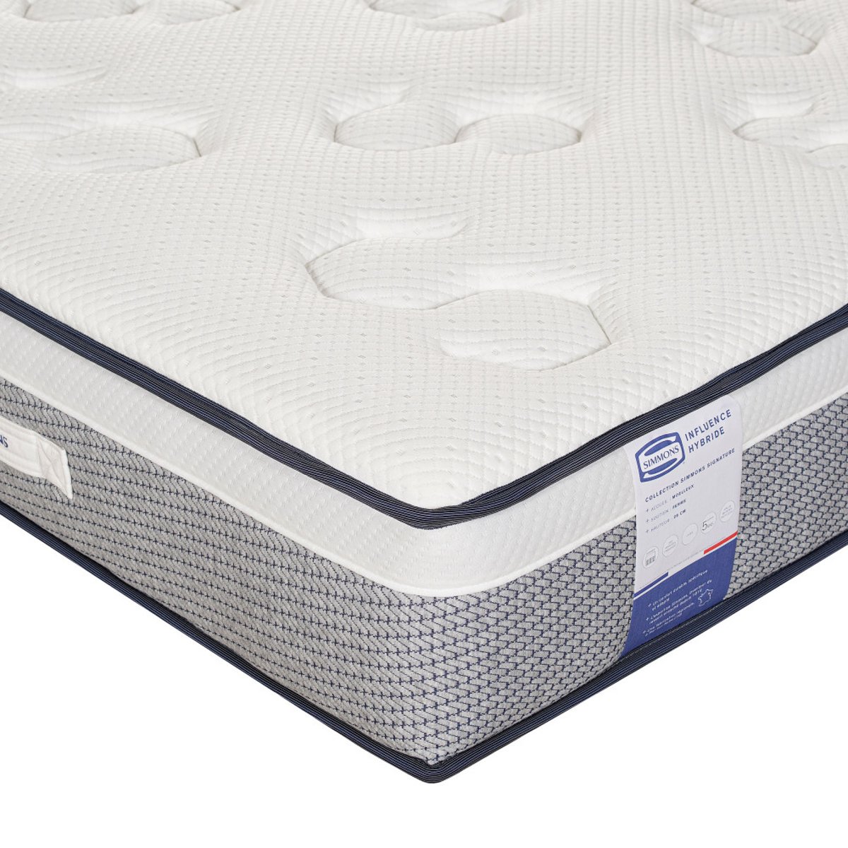 Matelas 100% ressorts et latex, accueil enveloppant- INFLUENCE-HYBRIDE couleur unique, SIMMONS