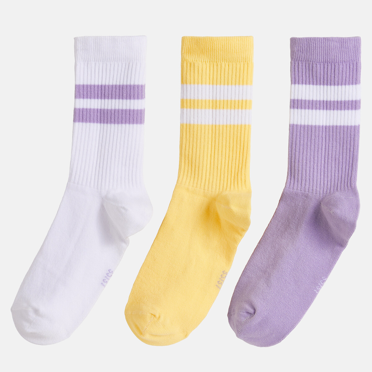 Lot de 3 chaussettes jaune + blanc, LA REDOUTE COLLECTIONS