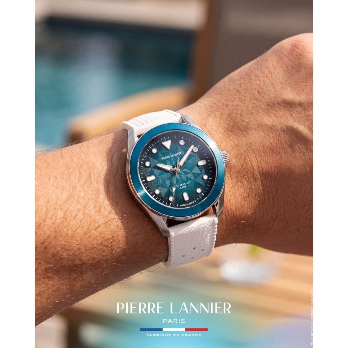 Montre Analogique  BORA argenté bleu blanc, PIERRE LANNIER