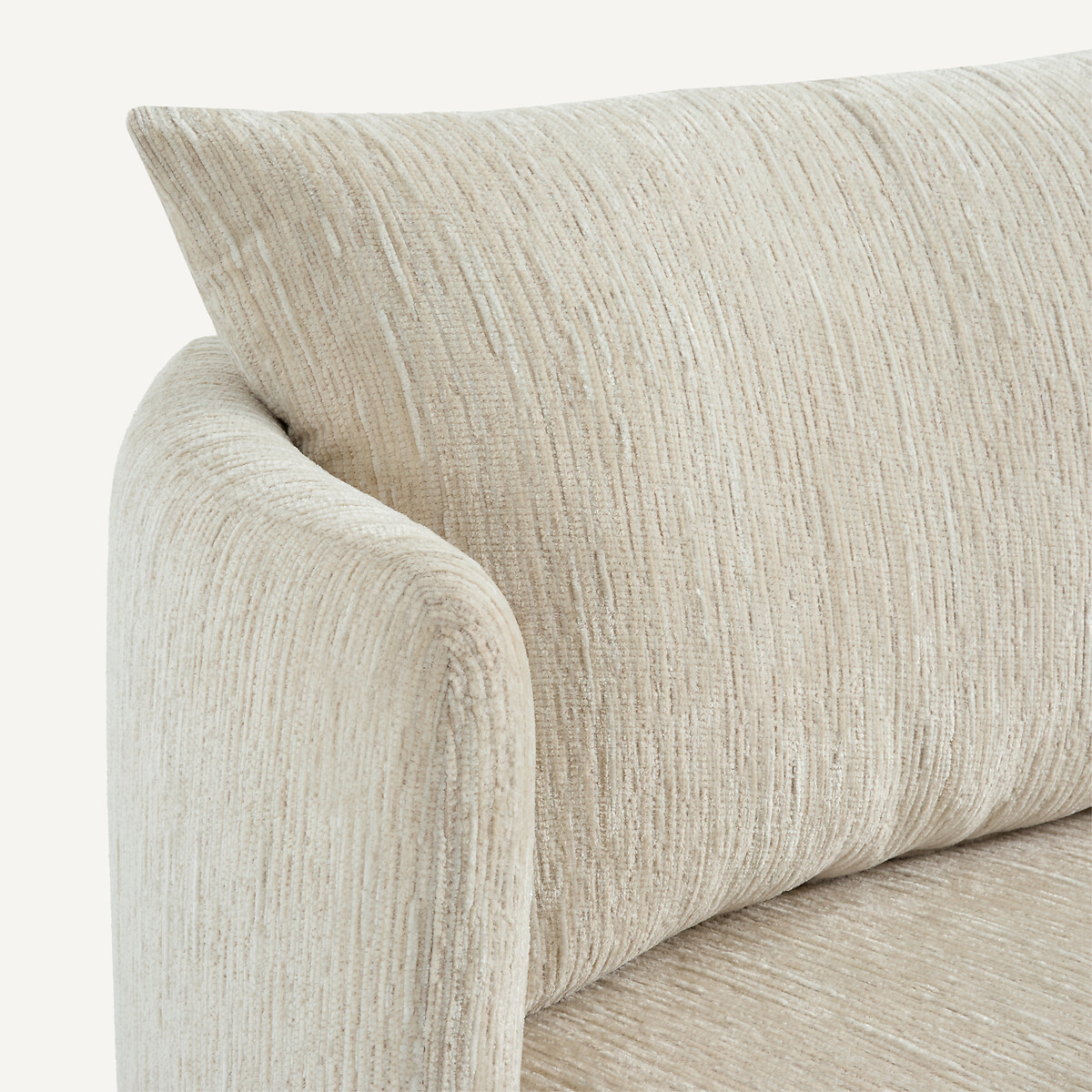 Fauteuil pivotant en velours texturé et plaqué noyer, ROSEO ecru, AM.PM